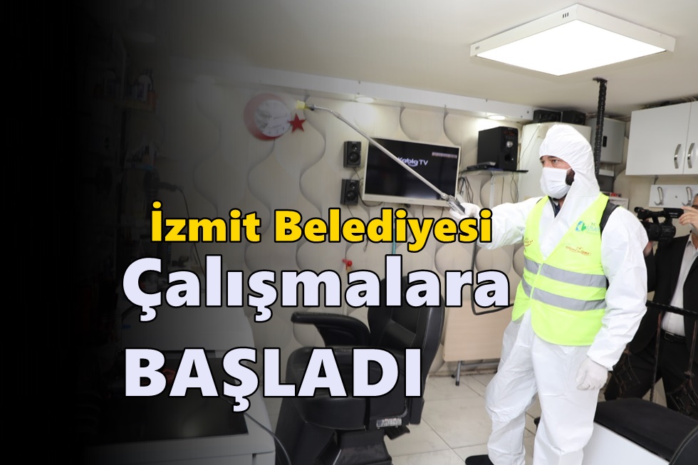 İzmit Belediyesi kuaför ve berber salonlarını dezenfekte ediyor