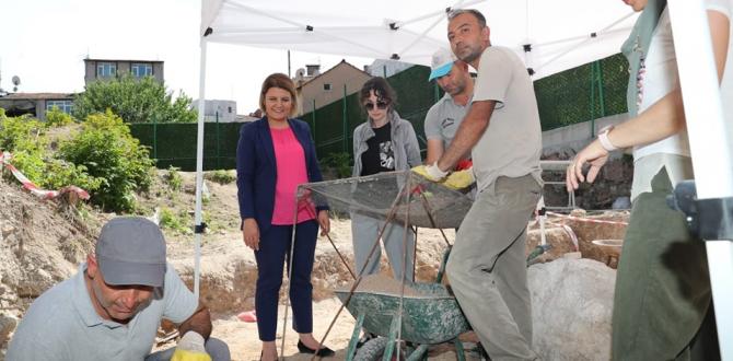 Başkan Hürriyet, Çukurbağ Kazı Alanı’nda  incelemelerde bulundu