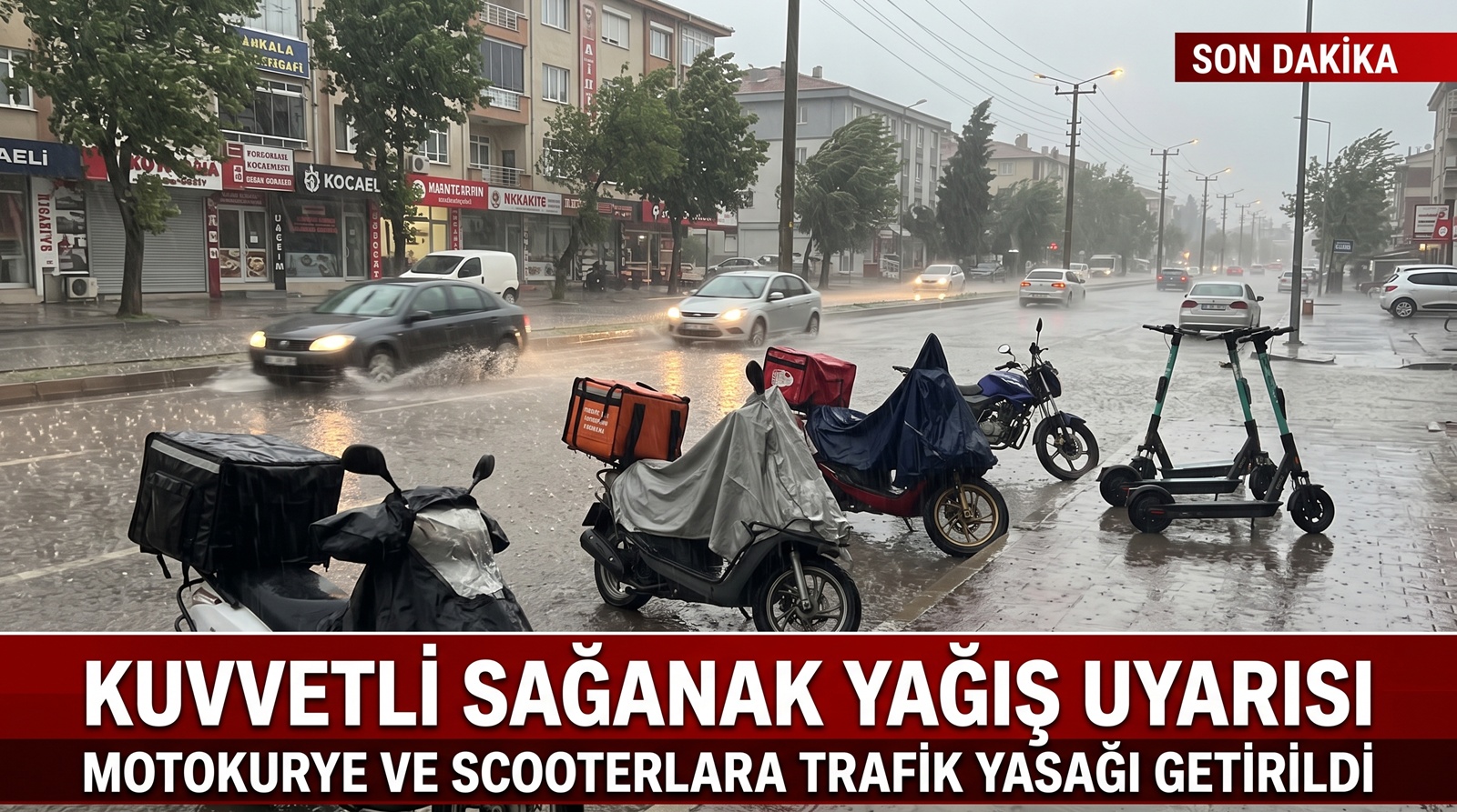 Kocaeli’nde şiddetli yağış uyarısı: Motokurye ve scooterlara trafik yasağı getirildi